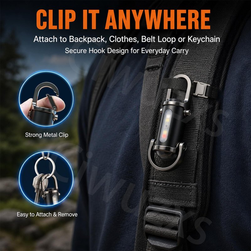 Ciwuzxs Keychain Flashlights Rechargeable, 800 Lumens EDC Mini Flashlights, All-Metal Body COB Keychain Light, Bright Small flashlights Powerful for Work, Walking, Searching and Hiking(Black)