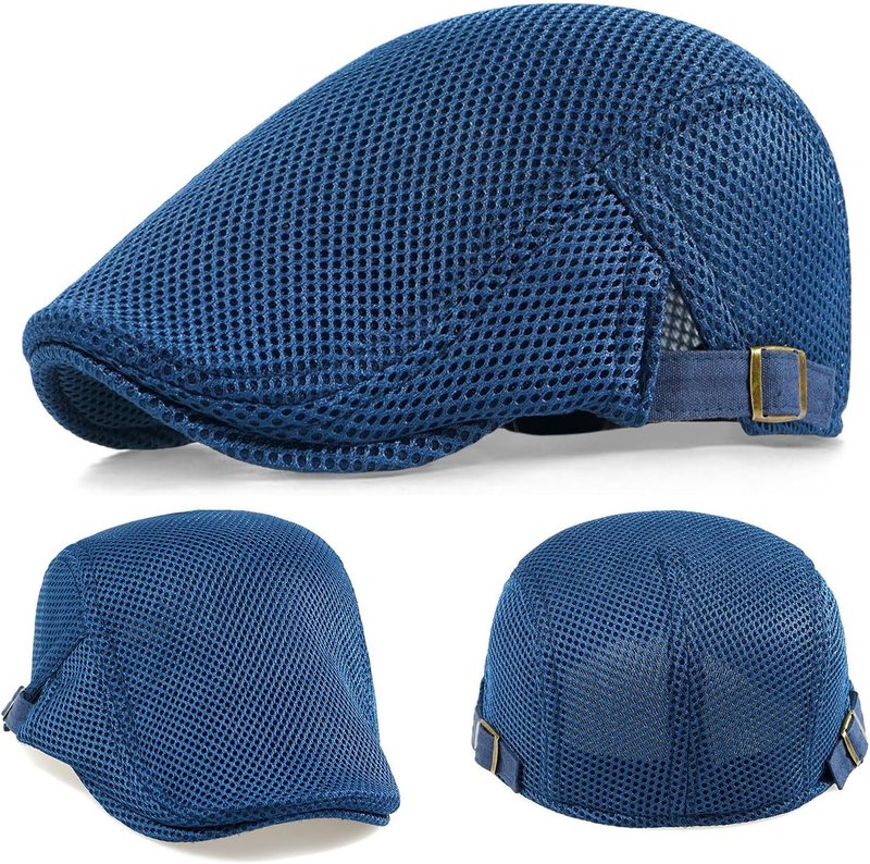 Men's Mesh Newsboy Hat - Breathable Adjustable Summer Ivy Cap | 2 Pack
