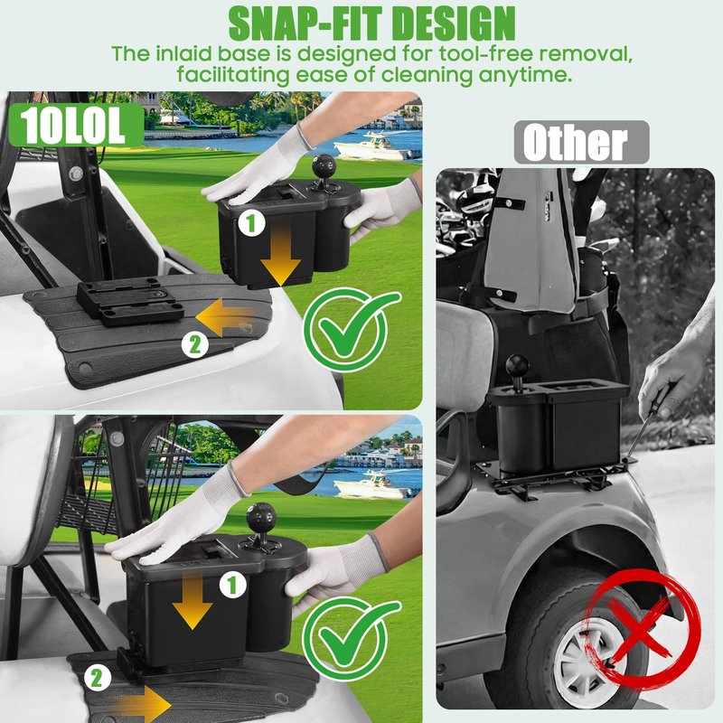 10L0L Golf Cart Ball Washer and Club Head Cleaner Kit Detachable Golf Club Head and Ball Washer Golf Cleaner for EZGO Club Car Yamaha