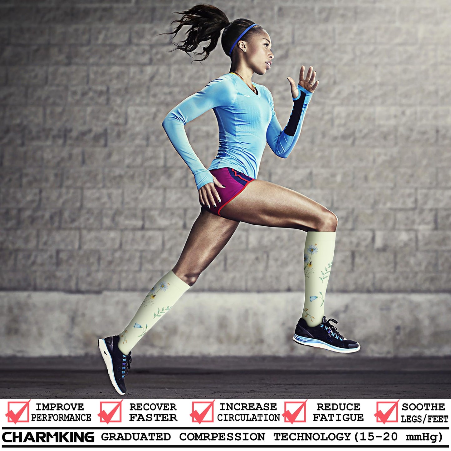 CHARMKING Compression Socks for Women & Men (8 Pairs) 15-20 mmHg Graduated Copper Support Calf Socks are Best for Pregnant, Nurses - Boost Performance, Circulation, Knee High Wide Calf(L/XL, Multi 63)