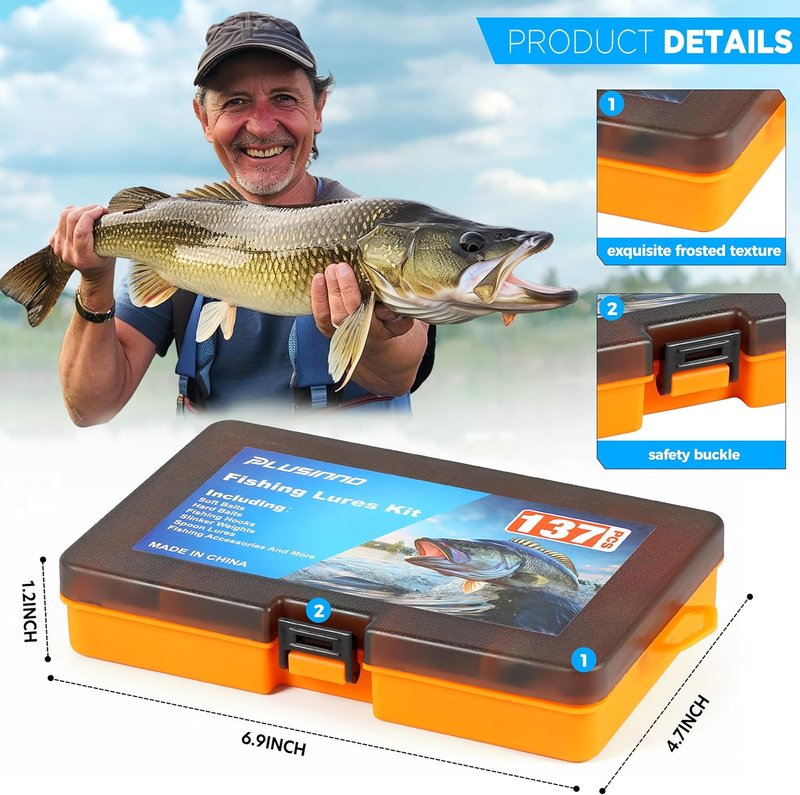 Fishing Lures Kit - 137Pcs Tackle Box with Crankbaits, Hooks & Weights | Freshwater Bait Gear for Men