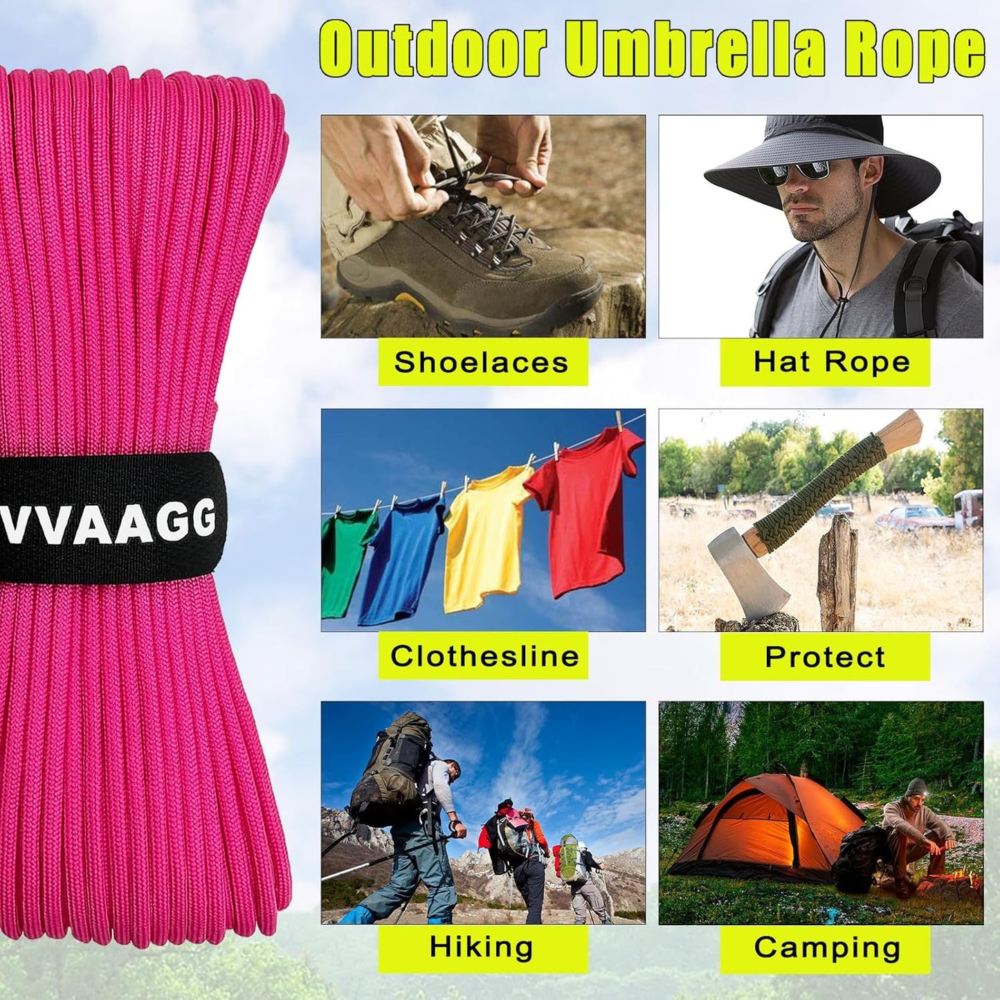 1000 Paracord Rope - 4mm 12-Strand Nylon Parachute Cord for Camping, Hiking & Fishing | Pink, 100FT