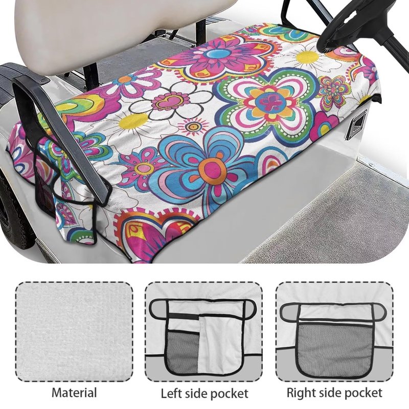 Flower Golf Cart Accessories for Men Women Golf Cart Seat Covers Anti Dust Golf Cart Protector Breathable Golf Cart Seat Cushion Cover Keep Your Cart Clean