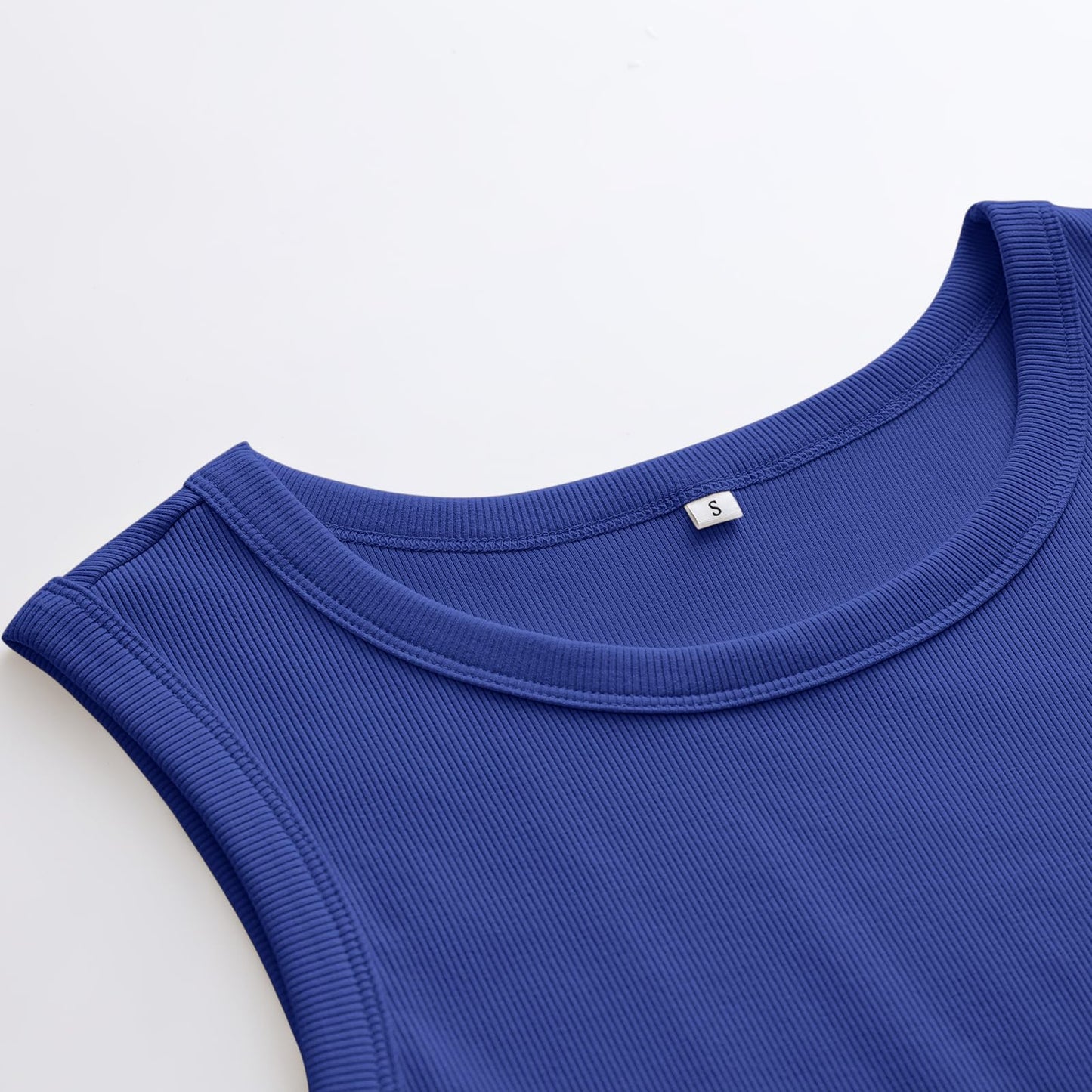 ANRABESS Womens Sleeveless High Neck Tank Tops Fashion Summer Casual Basic Slim Fit Ribbed Racerback Top Shirt Clothes Klein Blue X-Large