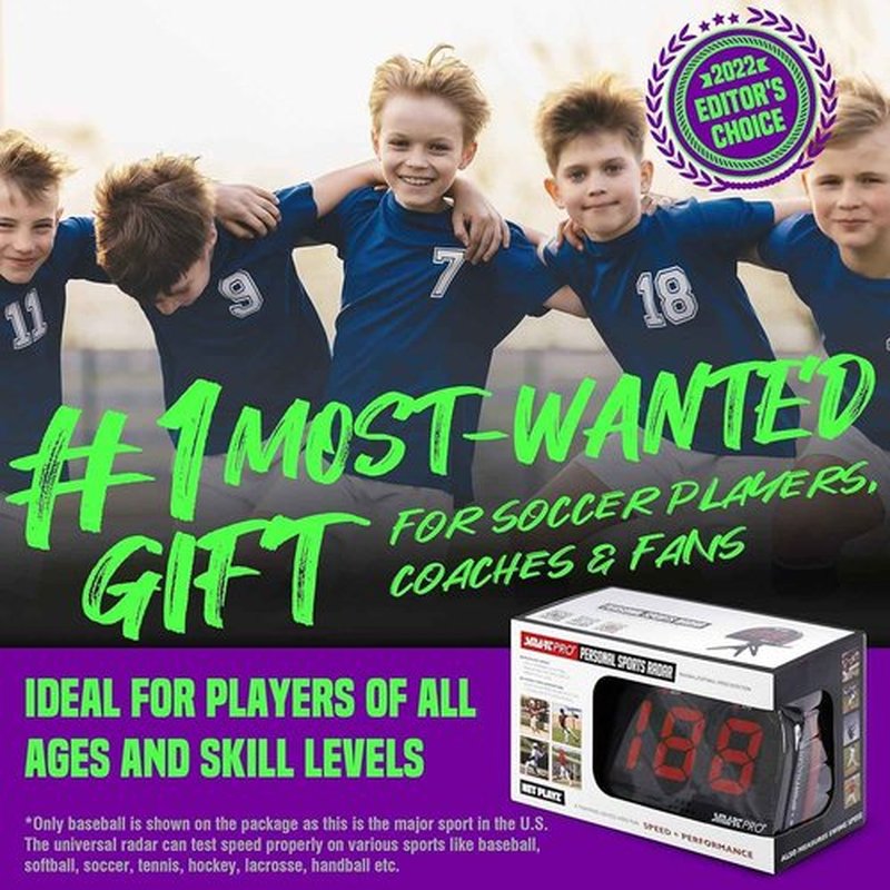 Soccer Gfits Training Equipment & Gear - Radars, Speed Sensors (Hands-Free) Radar Guns, Shooting Speed Guns for Soccer Players