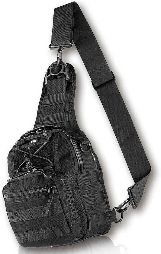 Tactical Crossbody Sling Bag for Men - Black Military EDC Backpack | Versatile Travel Chest Pack with Carabiner