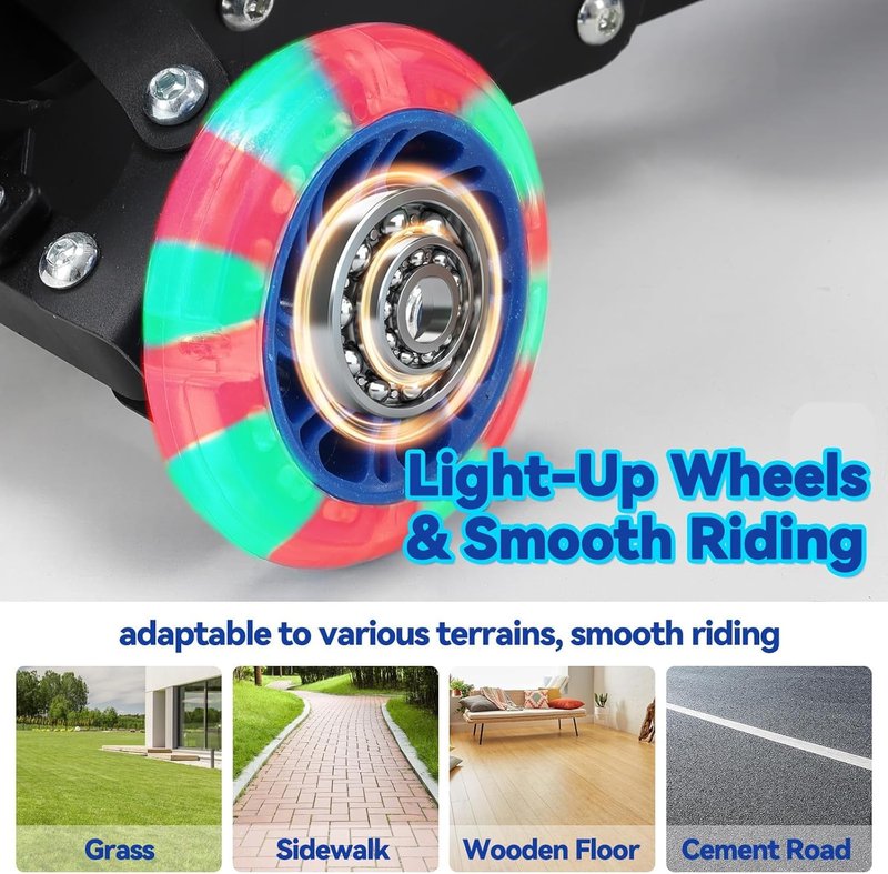 Kids Scooter Heavy Duty, 3 Wheel Scooters for Boy Girl Age 3-8, Heavy Duty Toddler Kick Scooter with Height Adjustable Handlebar, Lean-to-Steer LED Wheels, Anti-Slip Deck, Birthday Gift Wrapped