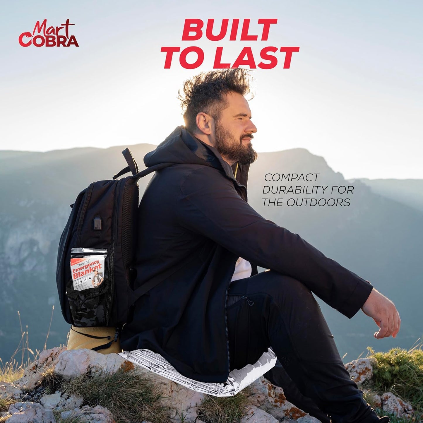 Cobra Emergency Blanket 100-Pack - Reflective Thermal Survival Gear | Retains 90% Body Heat for Camping & First Aid