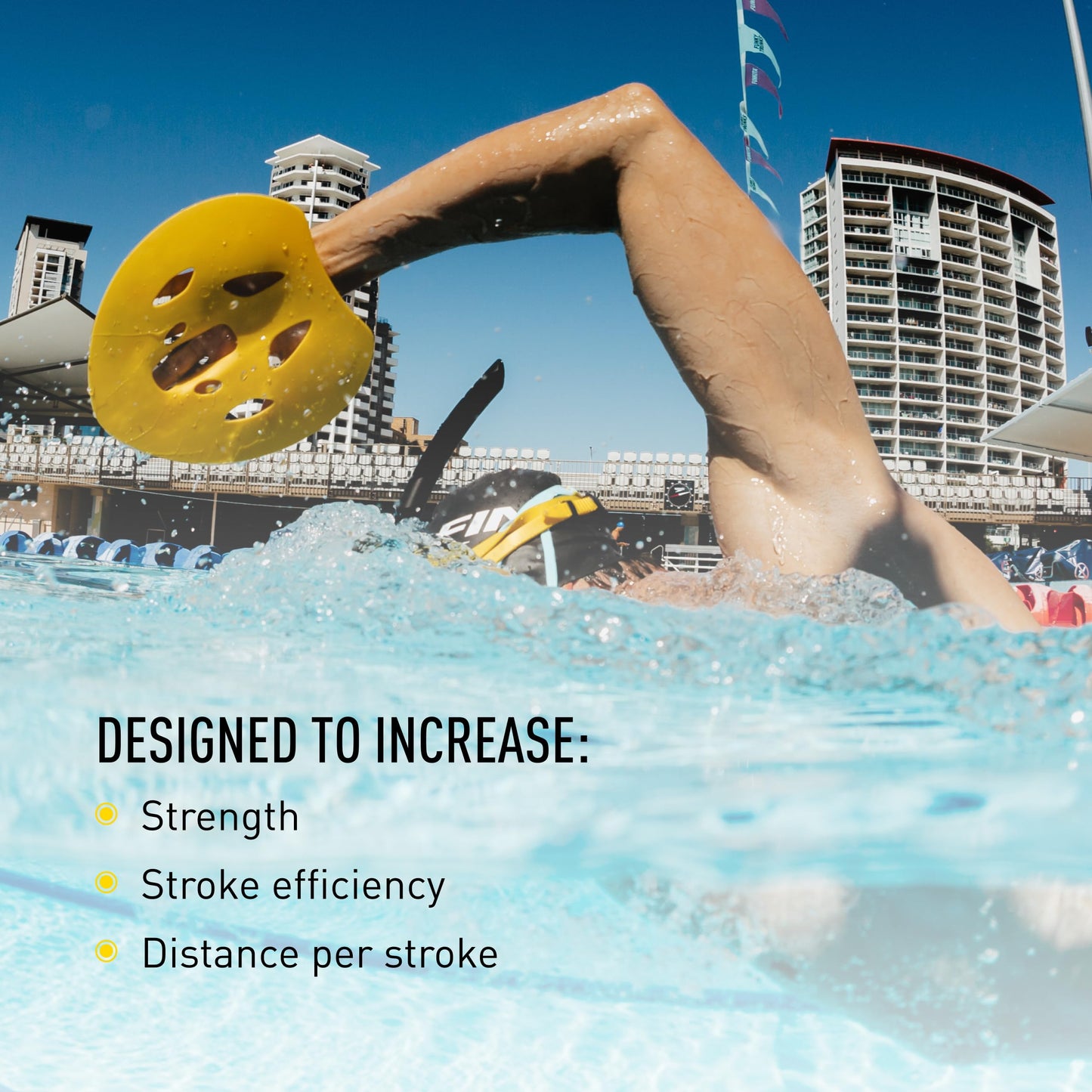 FINIS Manta Swim Training Paddles - Strapless Design for Stroke Technique - Floating Hand Paddles - Build Strength - Large