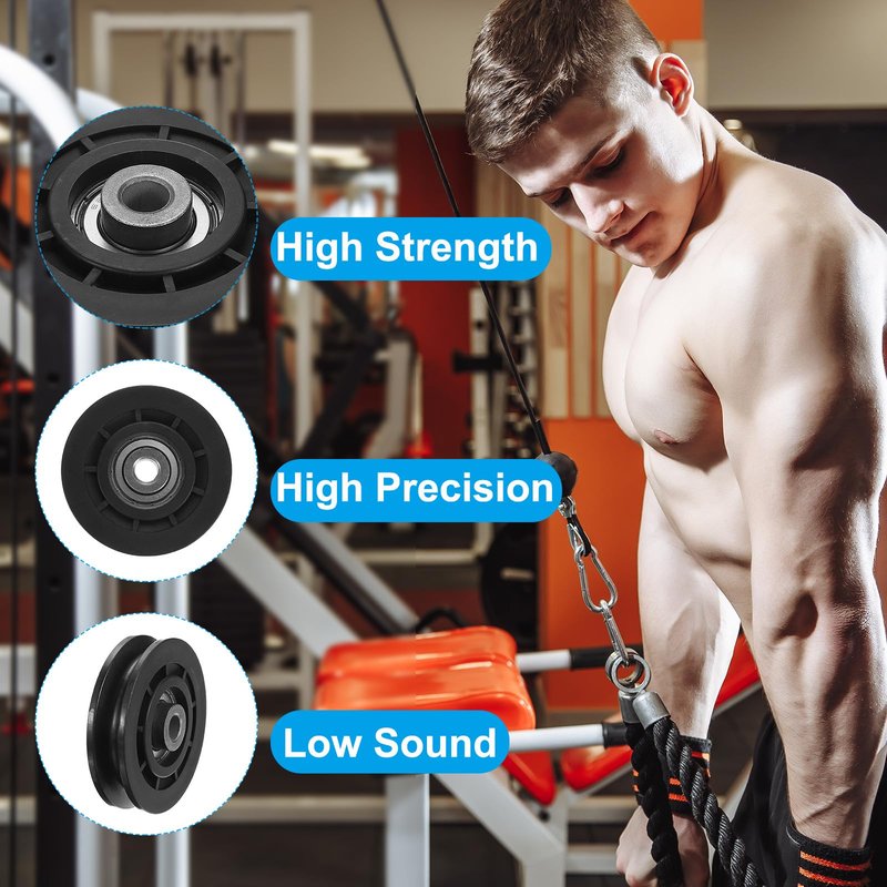 PATIKIL Universal Bearing Pulley Wheel 75mm/3", 2 Pcs Nylon Bearing Pulley Wheel Lifting Bearing Wheel Replace for Gym Equipment Part Cable Machine