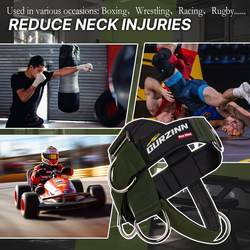 【GurZinn】 Neck Harness Trainer - Adjustable 40" (100cm) Heavy Duty Rope & Neoprene Padding | Improve Neck Strength & Reduce Neck Pain | Gym & Home Use