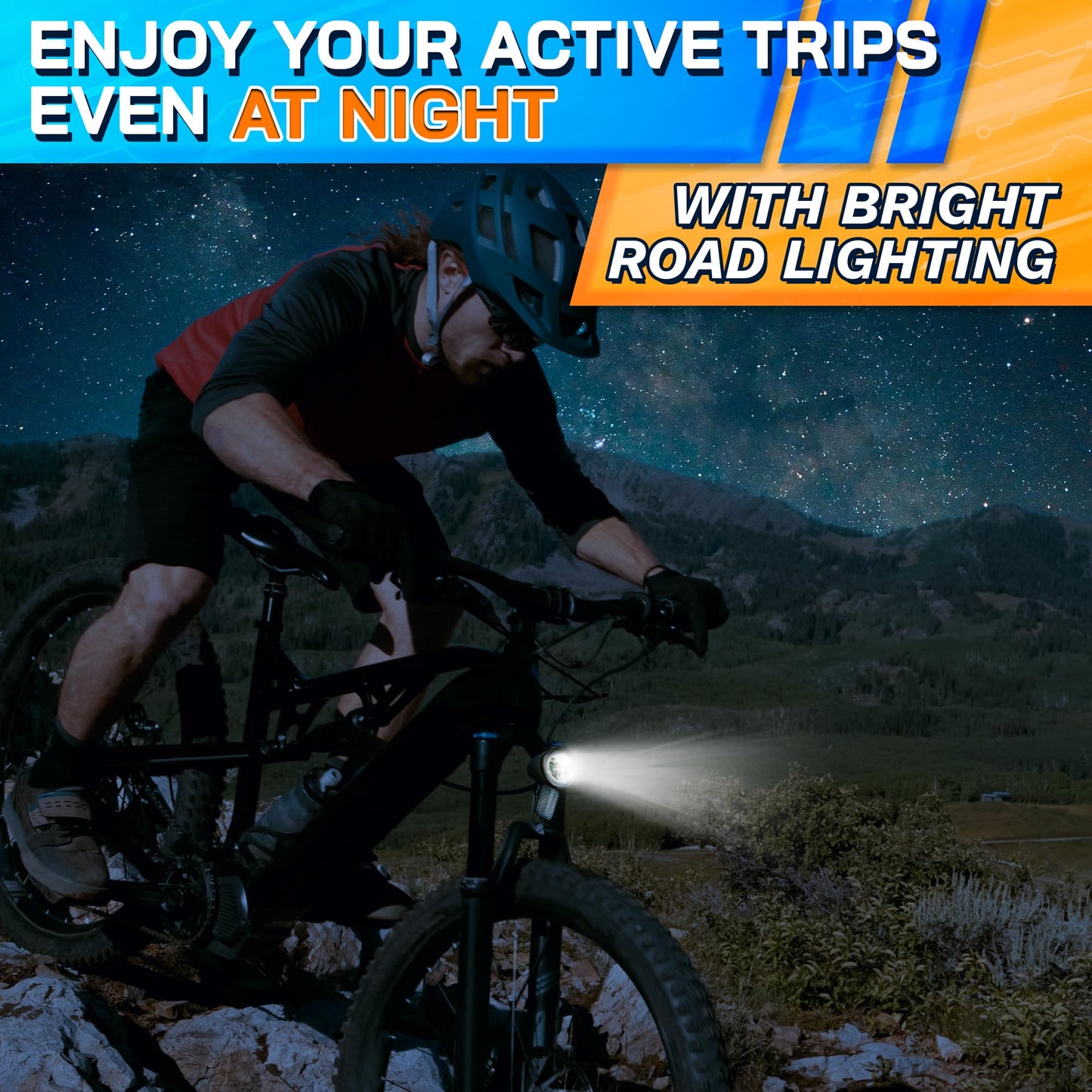 Headlight for Ebike 2 Pin Connector 6-60V - Easy to Install Ebike Light with LED Bulb and Reliable Stainless Steel Bracket, 20 Lm Lights Output, Weather Resistant - E Bike Light for Night Riding