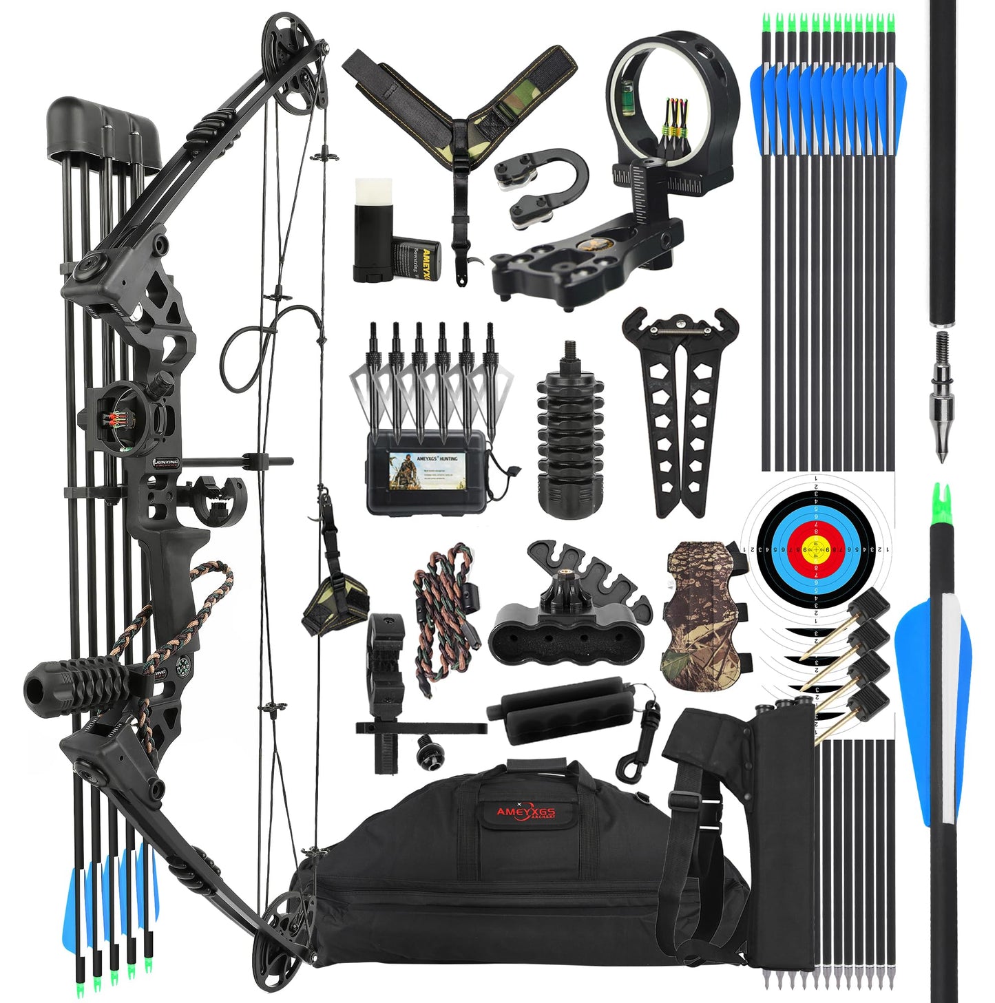 surwolf Compound Bow Kit,Hunting&Target,Limb Made in USA,Draw Weight 20-70lbs Adjustable,Draw Length 24-30", Right/Left Handed for Adult/Beginner Hunting&Targeting