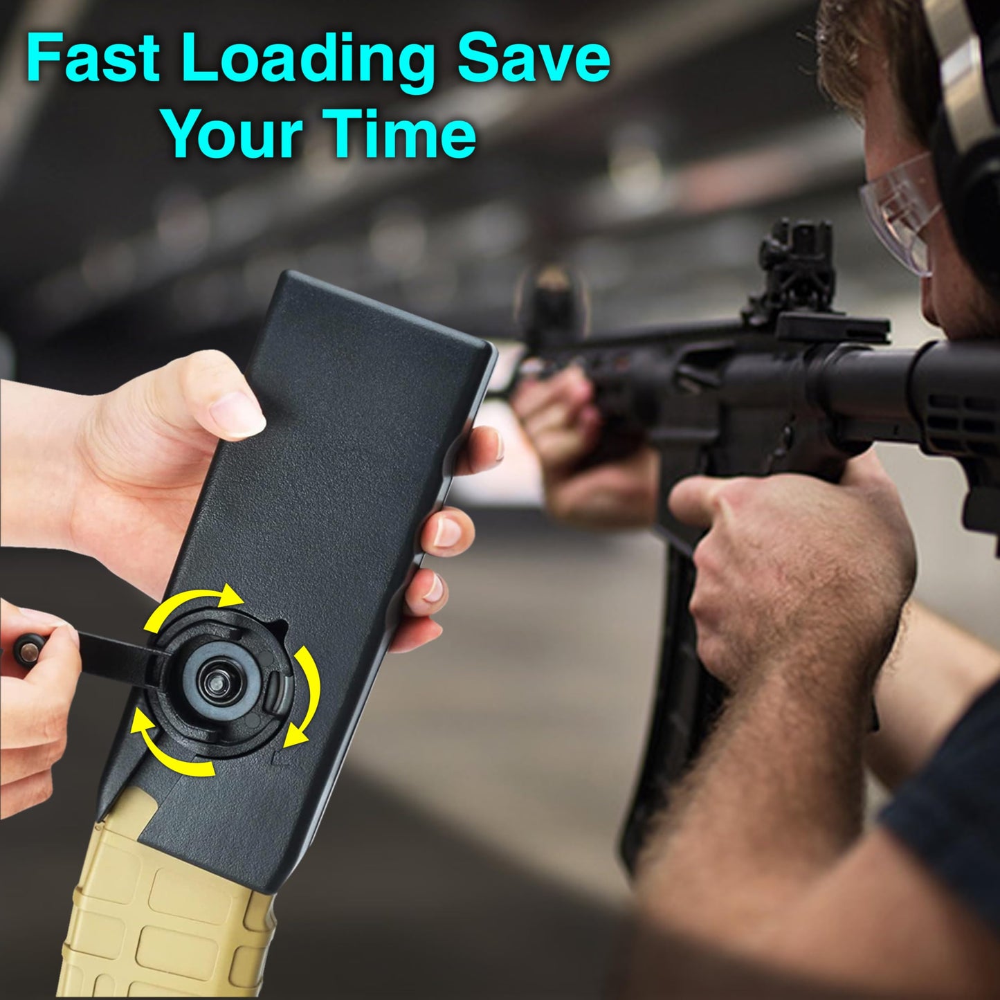 ARSUK Airsoft Speed Loader 6mm with Adapter – 1600 Large Capacity Hand Crank BB Pellet Reloader for Airsoft Magazines – Durable Reloading Tool for Airsoft Accessories – Black