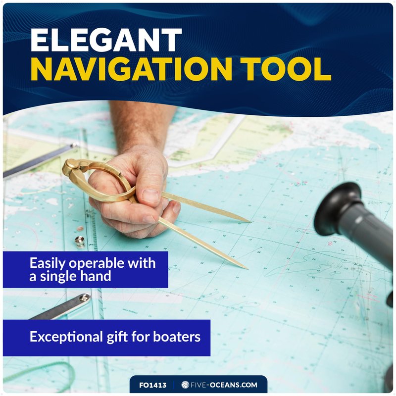 Five Oceans Marine Navigation 7-Inch One Hand Divider, Elegant Marine Charting Tool, Deluxe Brass Finish - FO1413