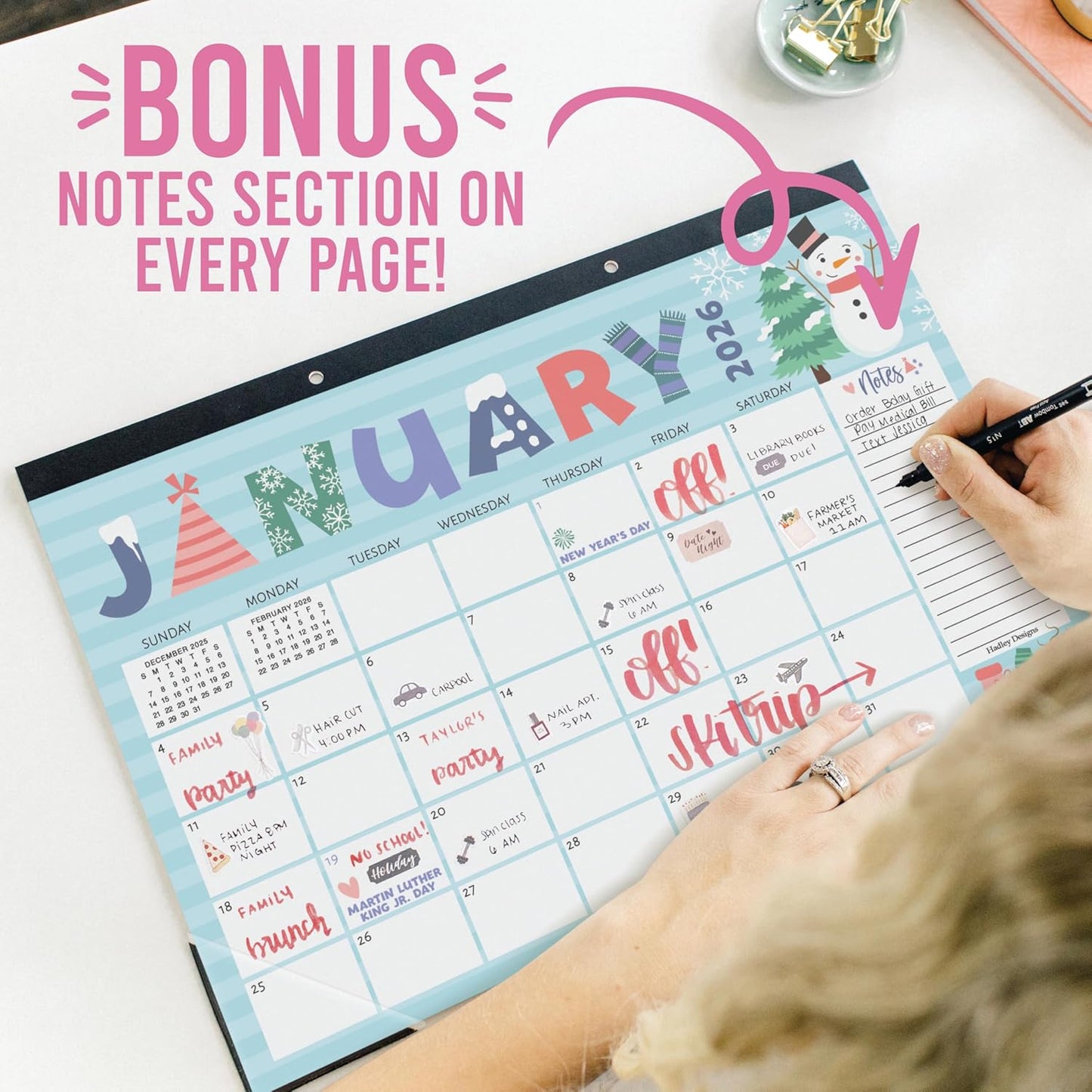 Large Teacher Desk Calendar 2026-2027 - 18-Month Desktop Calendar for Home, Office & Classroom | Cute Teacher Gifts