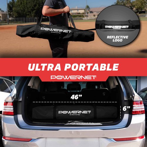 PowerNet Portable Baseball Practice Net for Pitching and Hitting, Softball Pitching Net, Pop Up Batting Cage Net Coach Shield from Errant Throws, Backyard Outdoor Training, 7 FT I-Screen (Black)
