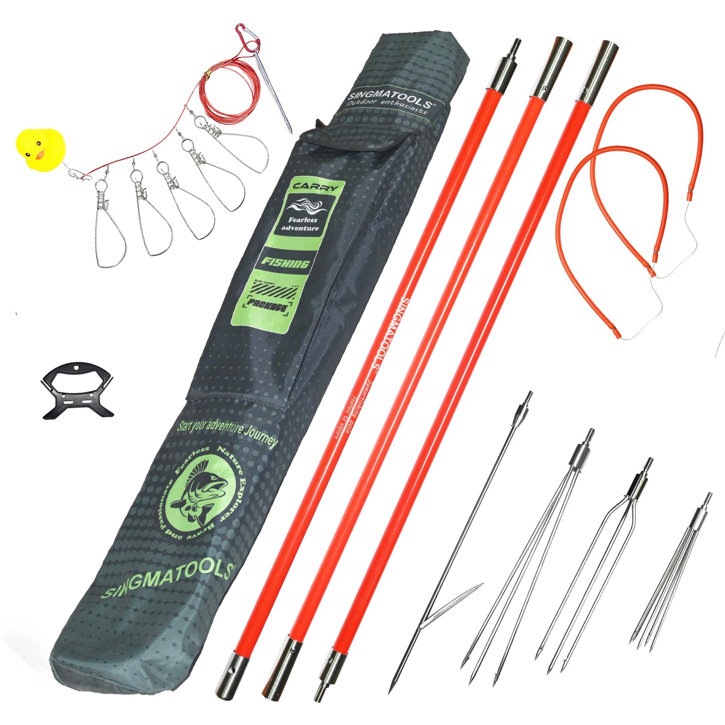 SINGMATOOLS Spearfishing Pole Hawaiian Sling Fishing Spear Set Fiberglass Pole Spear Harpoon Spearfishing Gear (Orange)