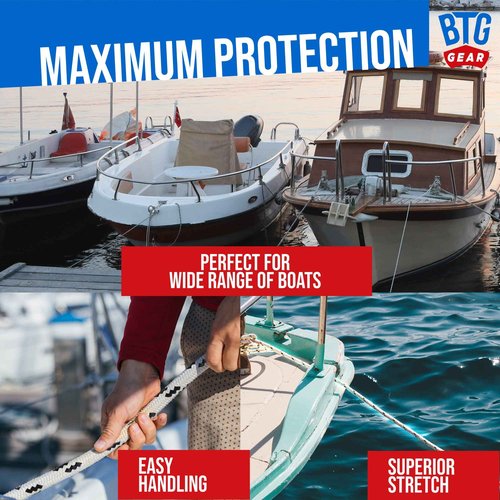 BTG Gear Heavy Duty 100 ft 3/8" Marine/Nautical Boat Anchor Line Depth Markers Rope w/Stainless Steel Thimble Eye Bolt, Boats up to 27'