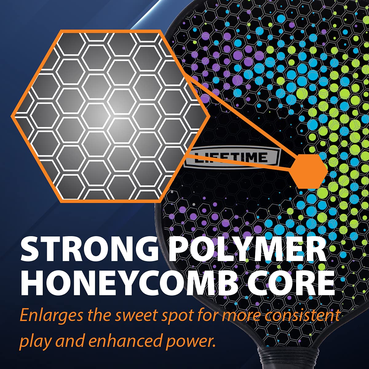 Lifetime Pickleball Paddle with Graphite Surface, Honeycomb Core, Comfort Grip & Protective Cover, Single Paddle