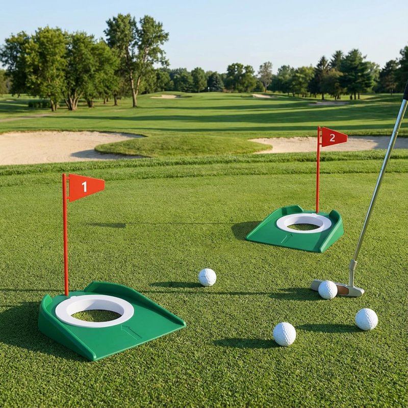 Sotiff 1-2 Golf Putting Practice Cup Hole Training Aids Golf Accessories Training Putters with Plastic Flag for Adult Office Garage Yard Indoor Outdoor Practice