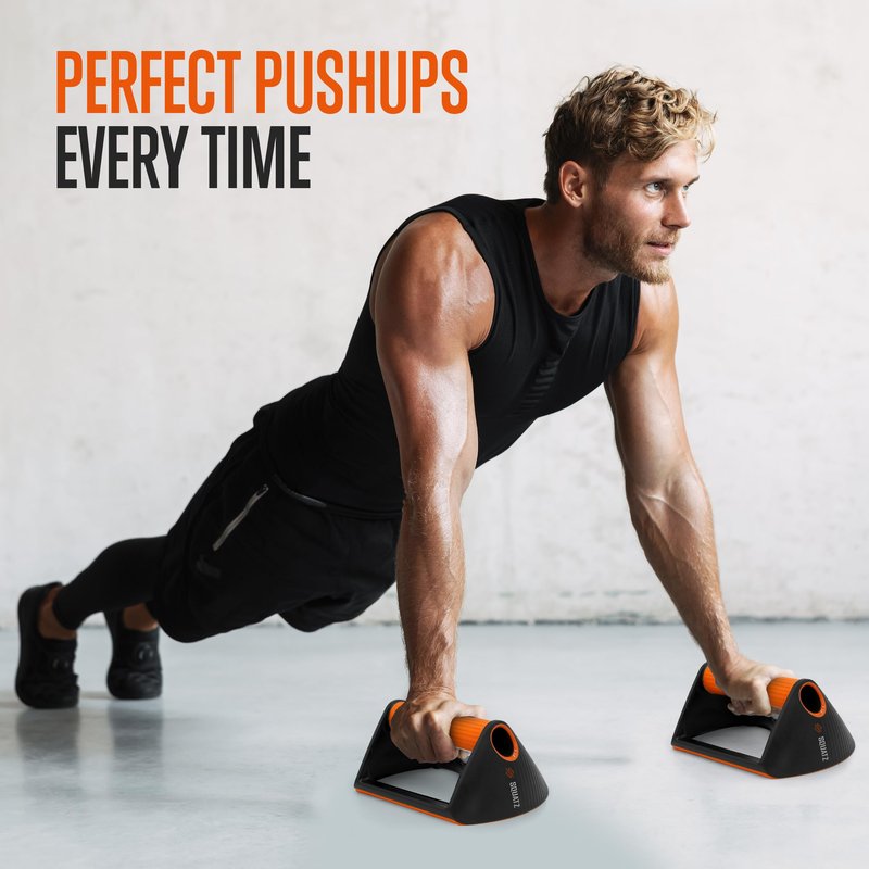 SQUATZ Multi-Function Push Up Rack - Combined with 10lbs and 20lbs Elastic Resistance Bands, Anti Slip Handles, Improves Strength, Power and Cardio, Weight Training, Weight Capacity: 440Lbs