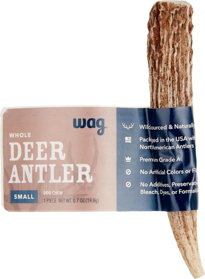Wag Dog Deer Antler Chew - Naturally Shed, Long-Lasting Treat for Aggressive Chewers | Small Size (4-5.5 inches)