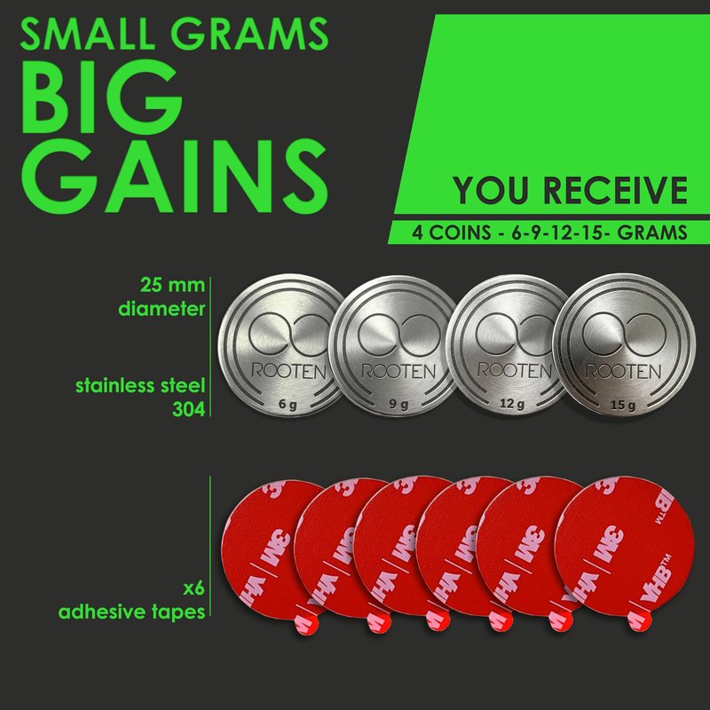 Pickleball Paddle Weighted Cap Coins - 4 X Stainless Steel Pickleball Paddle Weights (6g, 9g, 12g, 15g) – Balance Weights that Enhance Pickleball Performance. Must-Have Pickleball Accessories.