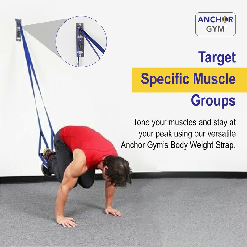 Anchor Gym Body Weight Resistance Straps - Adjustable Body Weight Training Straps, Stretching & Full-Body Training - Exercise Straps with Handles for Home Gym Workouts