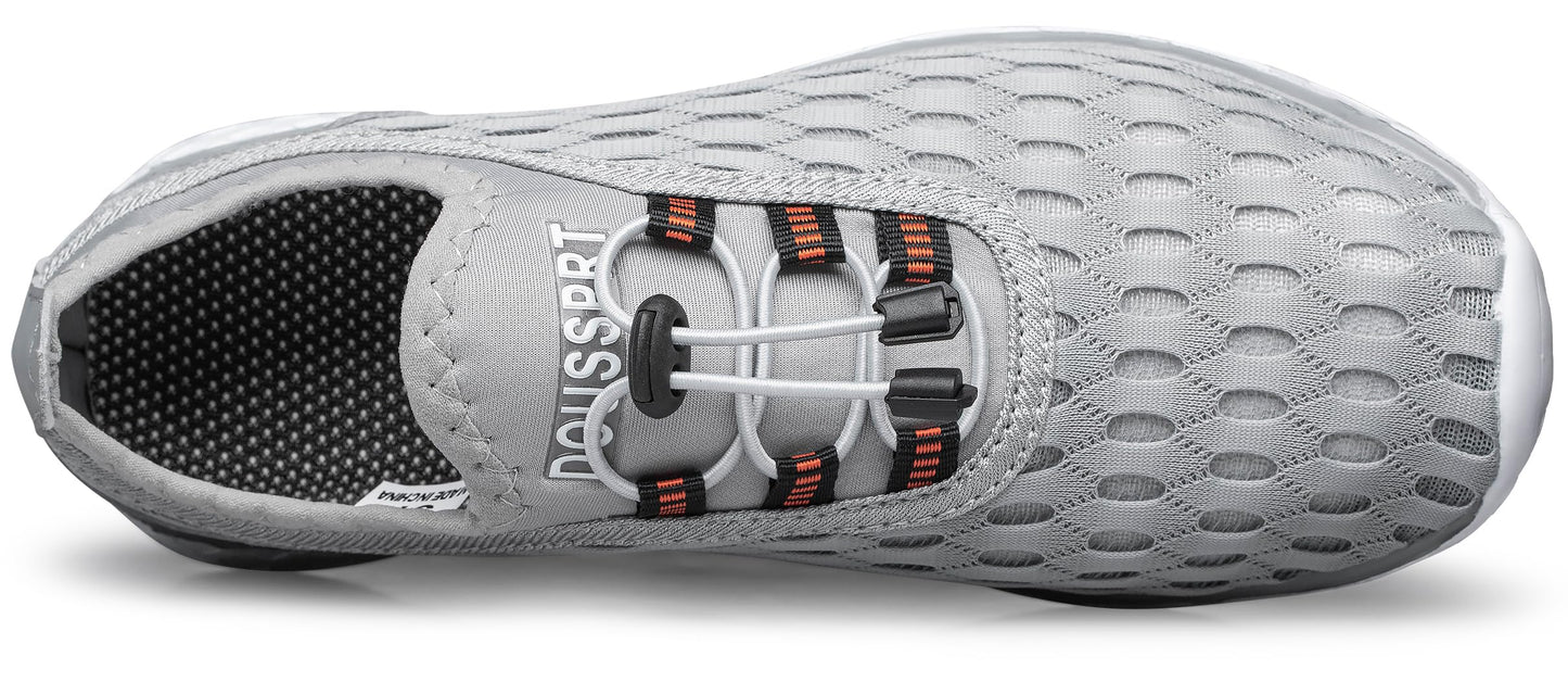 DOUSSPRT Men's Water Shoes Quick Drying Sports Aqua Shoes LightGrey Size 9