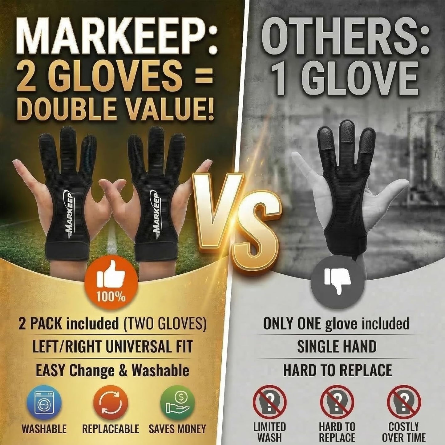 Archery Gloves - 3-Finger Leather Shooting Guard for Youth & Adults | 2 Pack Protective Gear