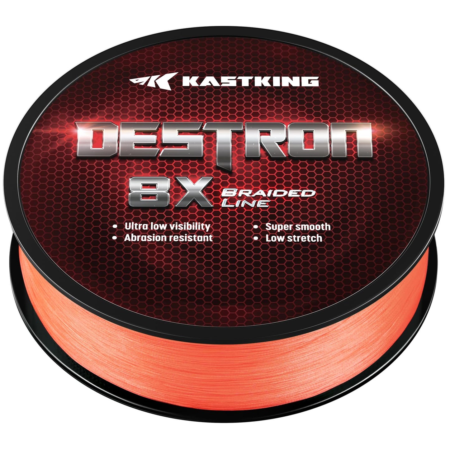 KastKing Destron Braided Fishing Line, Orange, 8 Stands, 15LB, 300Yds