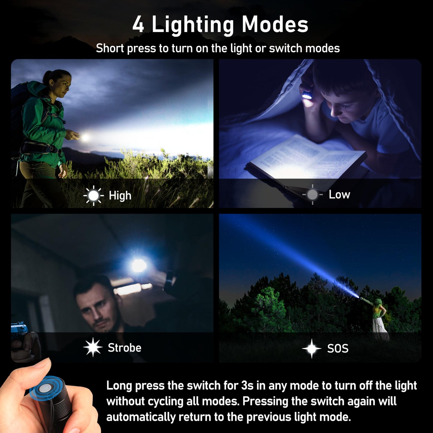 Blukar Rechargeable Flashlight, Super Bright Adjustable Focus Flashlights