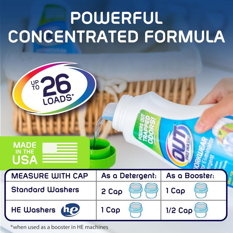 ProWash Workwear Stain Remover - Powerful Laundry Detergent for Work Clothes | 22 oz Bottle, 2-Pack