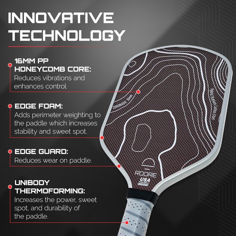 Roore Gen 4 4.5 100% Foam Core Pickleball Paddles T700 Carbon Fiber Pickleball Paddle 16mm Thermoformed Pickleball Racket and Pickleball Rackets Pickle Ball Paddle (Gen 2 Hybrid Titanium)