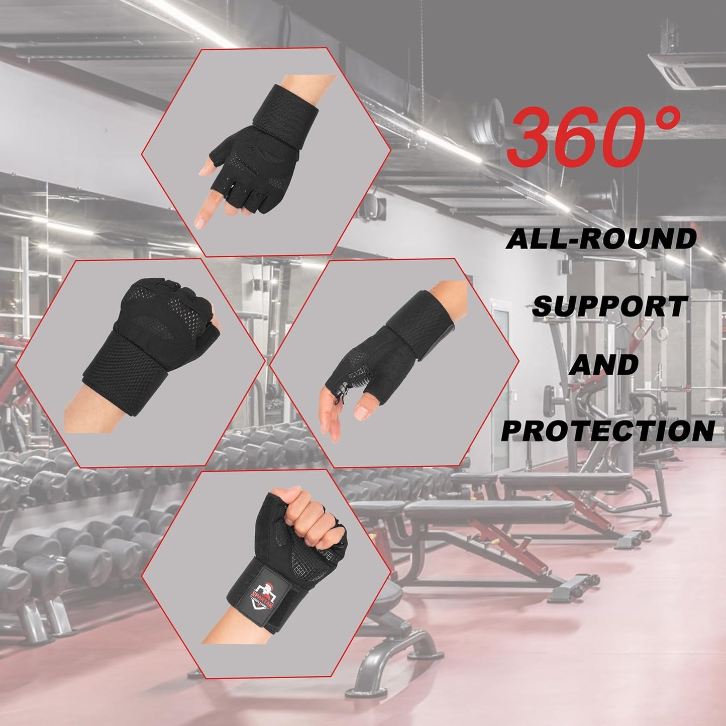 Spartan Gym Gloves - Weight Lifting Gloves with Wrist Support & Breathable Grip | Unisex Fitness Gear