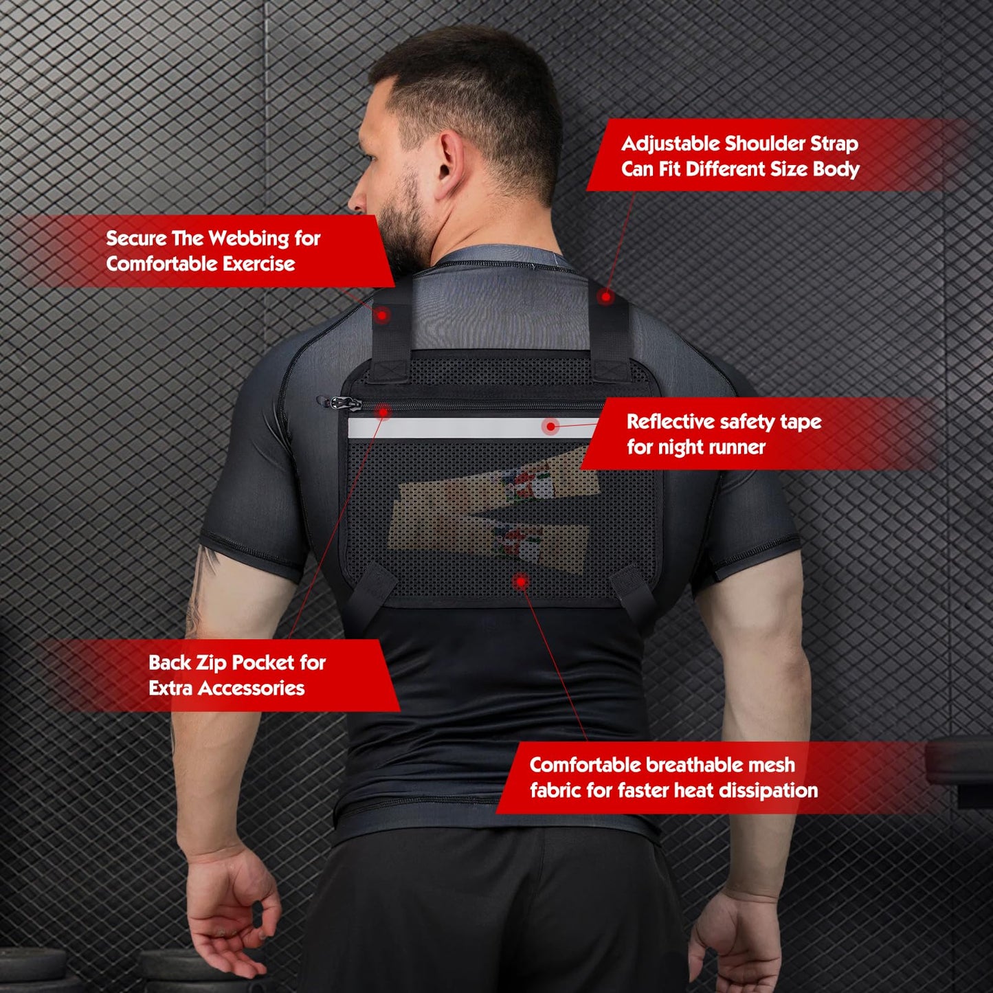 JECOLOS Tactical Chest Bag for Men Lightweight Outdoor Sport Vest Large Capacity Chest Pack, Water Resistant Vest, Practical Tool Bag