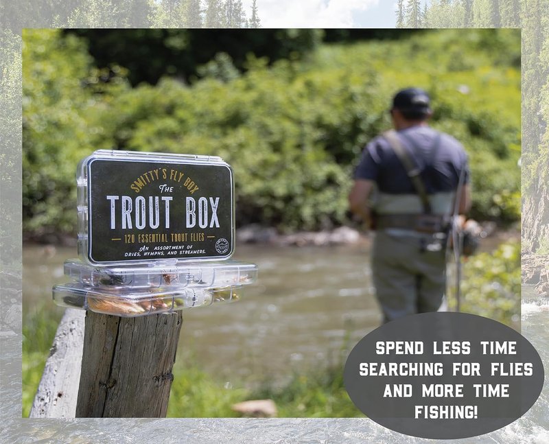 Smitty's Fly Box | Premium Trout Flies Assortment - Dry Flies, Nymphs & Streamers for Fishing