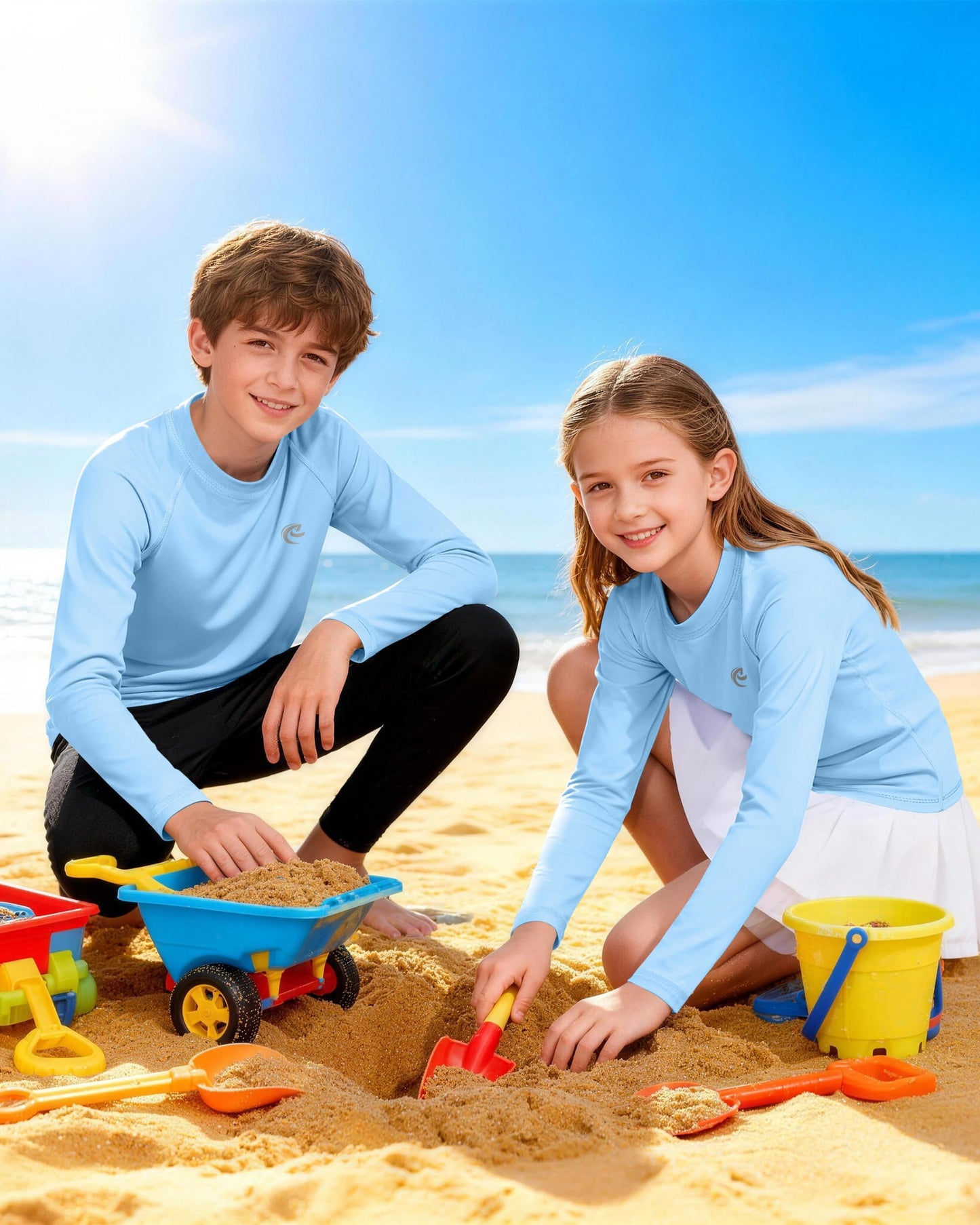 Boys UPF 50+ Swim Shirt Long Sleeve, 1 or 2 Pack UV Sun Protection Rash Guard, Youth Kids SPF Water Shirts for Beach Surf