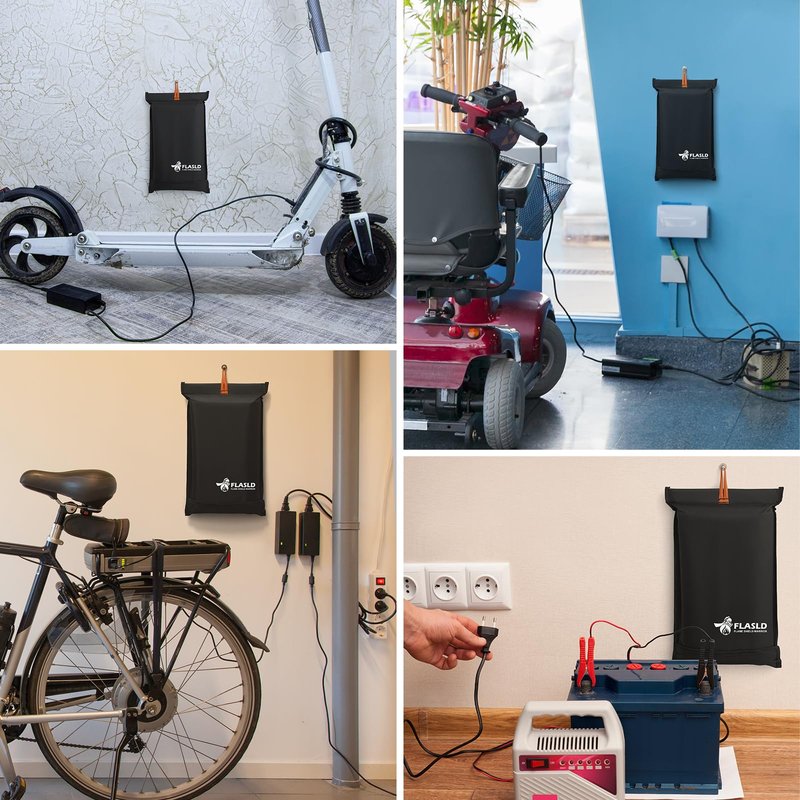 FLASLD Fireproof Lithium Battery Cover, Fastest & Simplest Way to Isolate and Extinguish Small Fires, Fire Blanket for E-Scooter and E-Bike (118×118 inch - Grey)