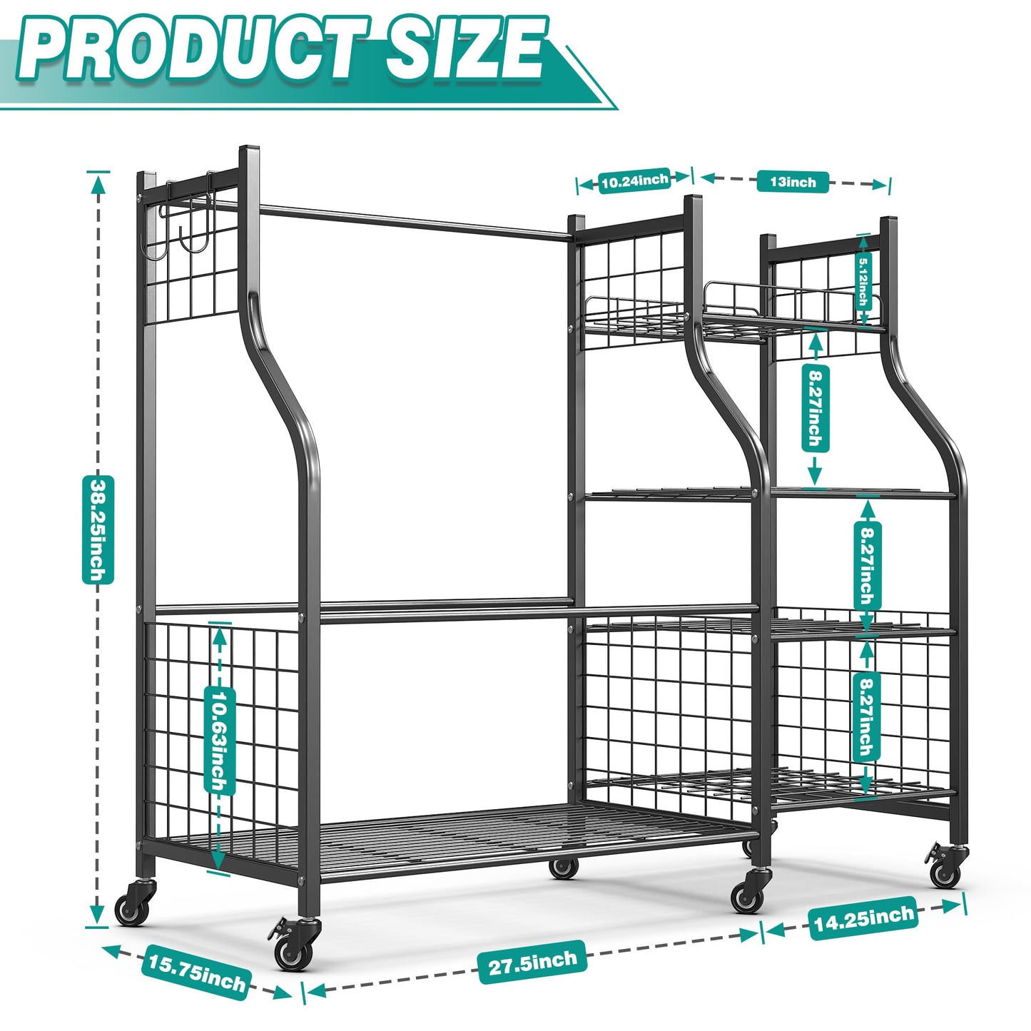 EVERHANGER Golf Bag Storage Organizer, Freestanding Golf Bag Holder Stand, Heavy Duty Golf Storage Rack for Garage, Club
