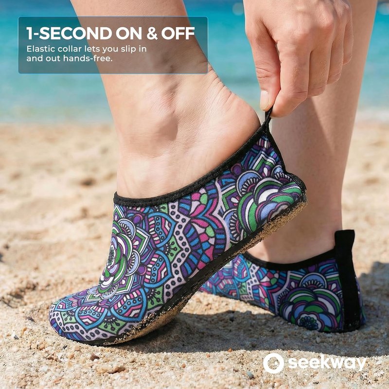 Water Shoes for Men & Women - Quick-Dry Aqua Socks | Non-Slip Barefoot Design for Beach, Swim, River, Pool, Lake - Black
