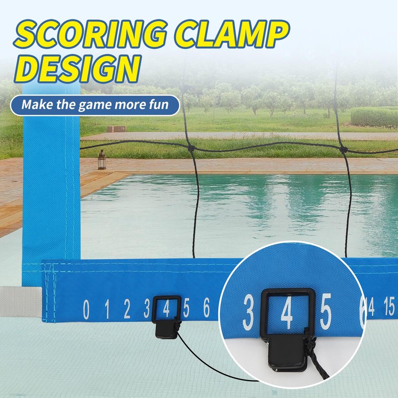 Olybeaka Pool Volleyball Net Only, Reinforced Anti-UV Replacement Pool Volleyball Net with Scoring Clamps, 15 ft Net - Easy Set Up and Long Lasting (Sky Blue)