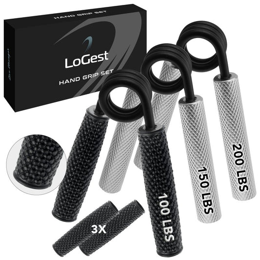 Logest Metal Hand Grip Set, 100LB-200LB 3 Pack No Slip Heavy-Duty Grip Strengthener with Gift Box, Great Wrist & Forearm Hand Exerciser, Home Gym, Hand Gripper Grip Strength Trainer
