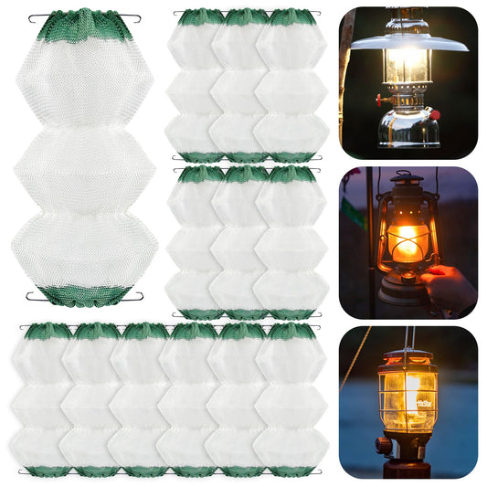 QINLECTRI 12 Pack Lantern Mantles Gas Lantern Mantles 3-Layer Gas Mantles Accordion Shape #95 Insta-Clip