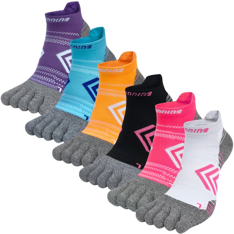 ABTRAV Womens Toe Socks No Show Five Finger Sports Running Athletic Socks Cotton Arch Support Ankle Socks 6 Pairs