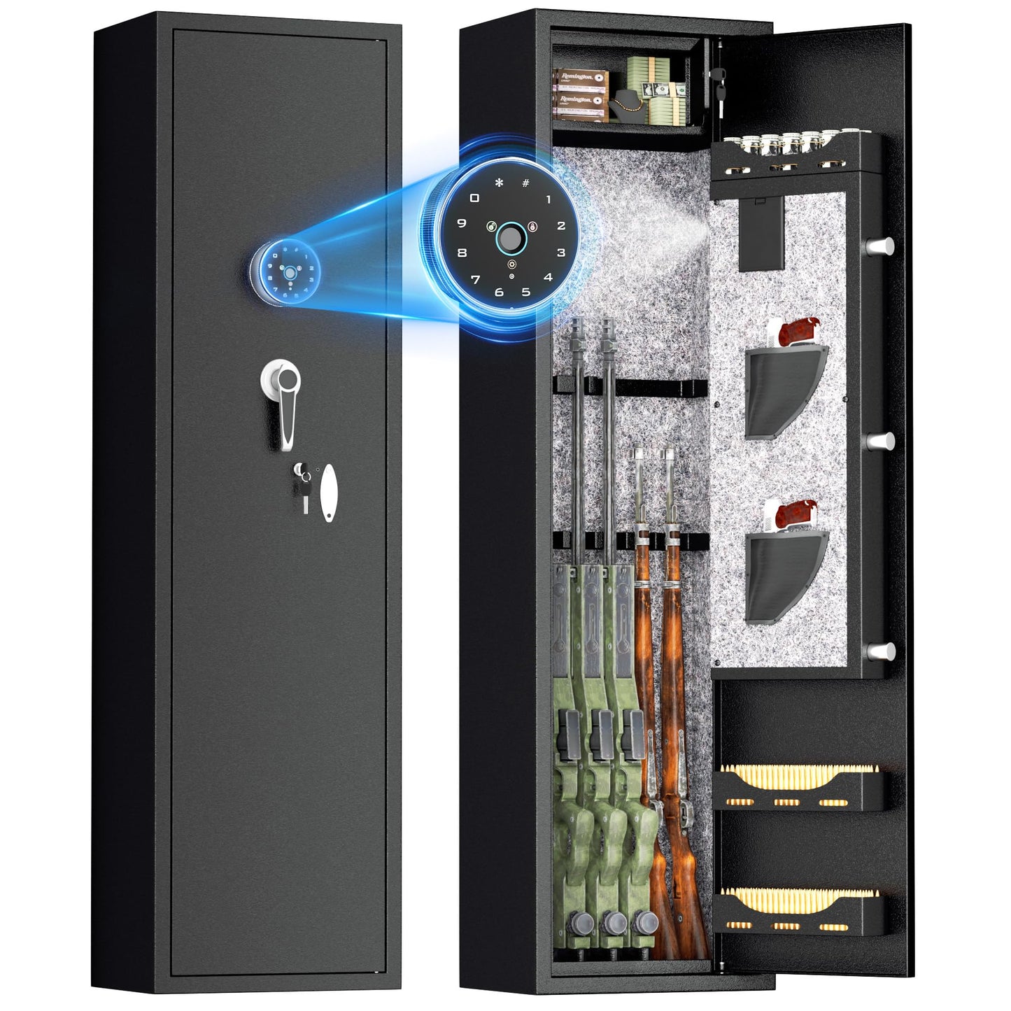 INTERGREAT 5-6 Gun Safes,Gun Safe for Rifles and Pistols,Shotgun Rifle Safe,Gun Safes for Rifle and Shotguns,Long Gun Cabinets with Fingerprint/Digital Keypad/Removable Shelf for Rifles Safes