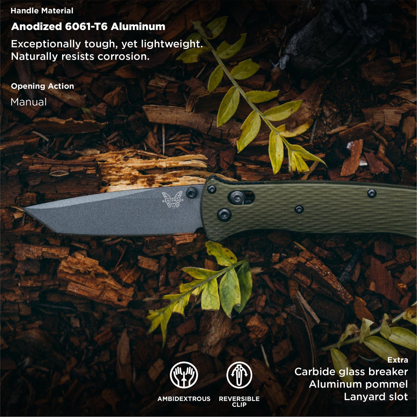 Benchmade - Bailout 537GY EDC Knife with Woodland Green Handle (537GY-1)