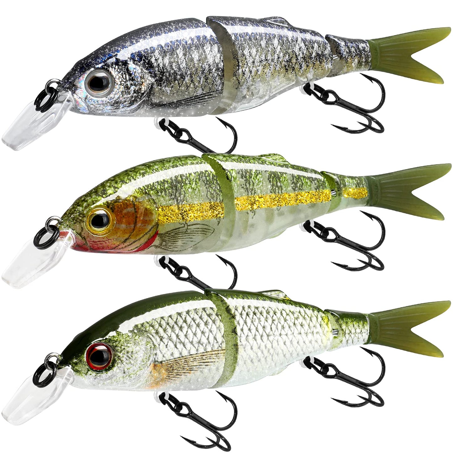 TRUSCEND Easy Catch Swimmax with BKK Hooks, Magic Noisy Wiggling and Vibrating Actions for More Bites, Lifelike Fishing Lures for Bass Trout Walleye Crappie, Strongest Dyneema Fiber Jointed Swimbaits