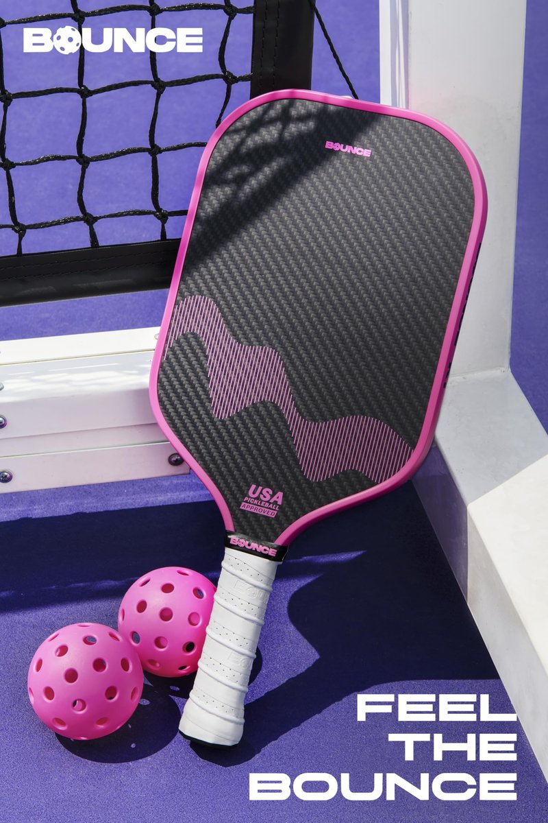 Bounce K1 Pickleball Paddles, 3K T700 Raw Carbon Fiber Pickleball Racket with 16MM Core & Long Handle, Designed for Ultimate Spin, Control & Power, USPA Approved. (Bounce K1)
